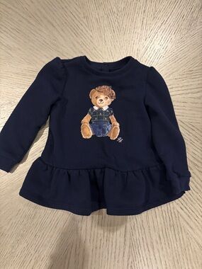 Ralph Lauren Navy Sweatshirt with Bear Graphic